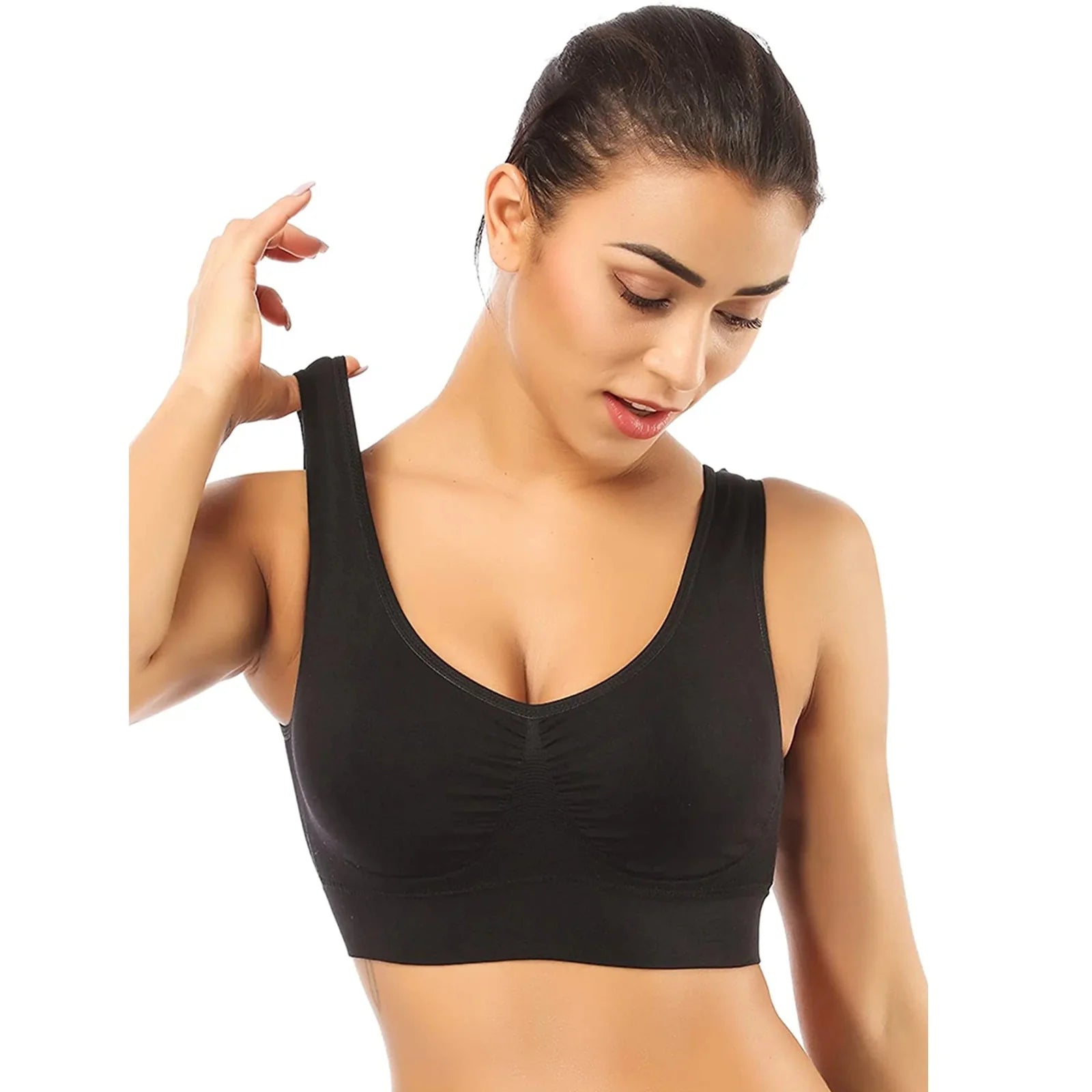 Sport Bras Seamless Wire-Free Light Support Tank Sports Yoga Sleep Bra 3 Pack US