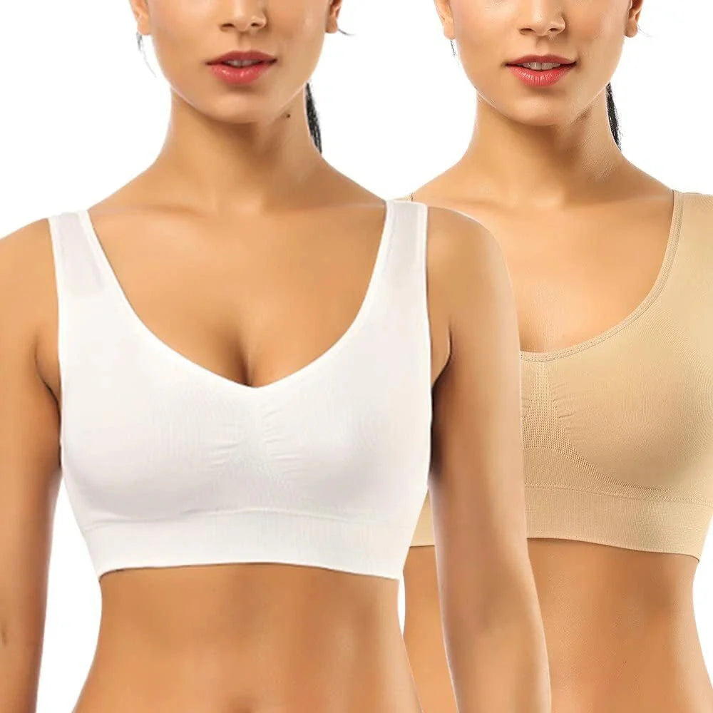 Sport Bras Seamless Wire-Free Light Support Tank Sports Yoga Sleep Bra 3 Pack US