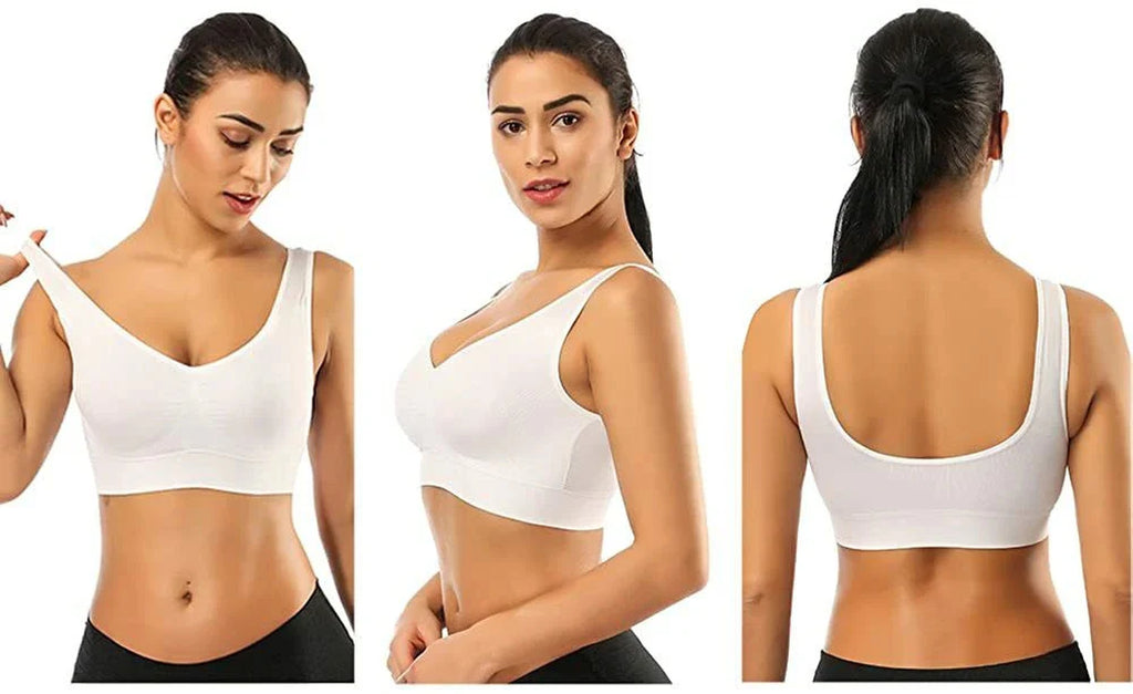 Sport Bras Seamless Wire-Free Light Support Tank Sports Yoga Sleep Bra 3 Pack US